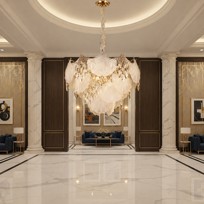 Crystal Chandelier LUXE Magno, 21xE14, Διάμετρος 60cm, Ύψος 40cm, Γυαλιστερό χρυσό, Ρυθμιζόμενο ύψος, Κομψή σχεδίαση Crystal Chandeliers Προεπιλεγμένος τίτλος Alessandro Design