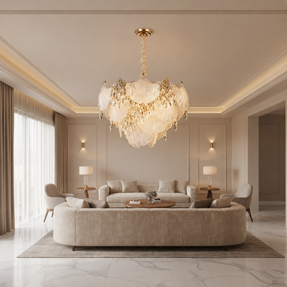 Crystal Chandelier LUXE Magno, 21xE14, Διάμετρος 60cm, Ύψος 40cm, Γυαλιστερό χρυσό, Ρυθμιζόμενο ύψος, Κομψή σχεδίαση Crystal Chandeliers Προεπιλεγμένος τίτλος Alessandro Design