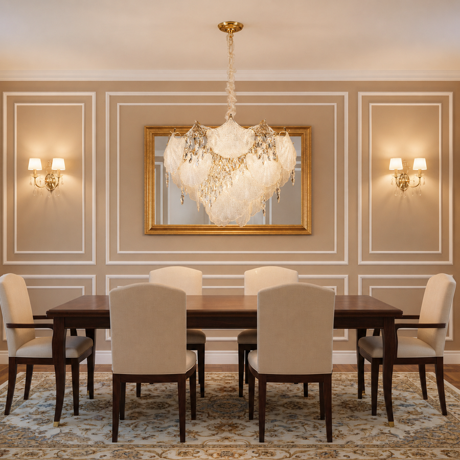 Crystal Chandelier LUXE Magno, 21xE14, Διάμετρος 60cm, Ύψος 40cm, Γυαλιστερό χρυσό, Ρυθμιζόμενο ύψος, Κομψή σχεδίαση Crystal Chandeliers Προεπιλεγμένος τίτλος Alessandro Design