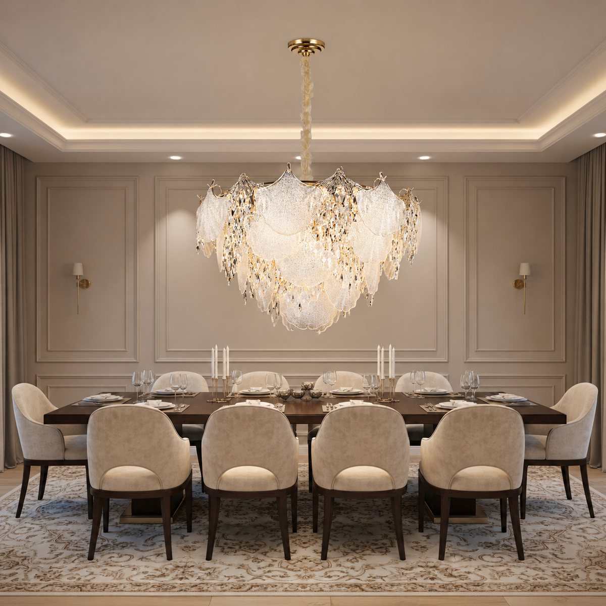 Crystal Chandelier LUXE Regalis, 21xE14, Διάμετρος 80cm, Ύψος 45cm, Γυαλιστερό χρυσό, Ρυθμιζόμενο ύψος, Κομψή σχεδίαση Crystal Chandeliers Προεπιλεγμένος τίτλος Alessandro Design