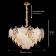 Crystal Chandelier LUXE Regalis, 21xE14, Διάμετρος 80cm, Ύψος 45cm, Γυαλιστερό χρυσό, Ρυθμιζόμενο ύψος, Κομψή σχεδίαση Crystal Chandeliers Προεπιλεγμένος τίτλος Alessandro Design