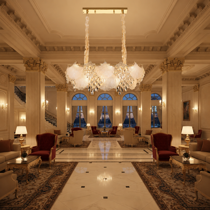 Crystal Chandelier LUXE Supremo, 11xE14, Διαστάσεις 83x33 cm, Ύψος 28cm, Γυαλιστερό χρυσό, Ρυθμιζόμενο ύψος, Κομψή σχεδίαση Crystal Chandeliers Προεπιλεγμένος τίτλος Alessandro Design