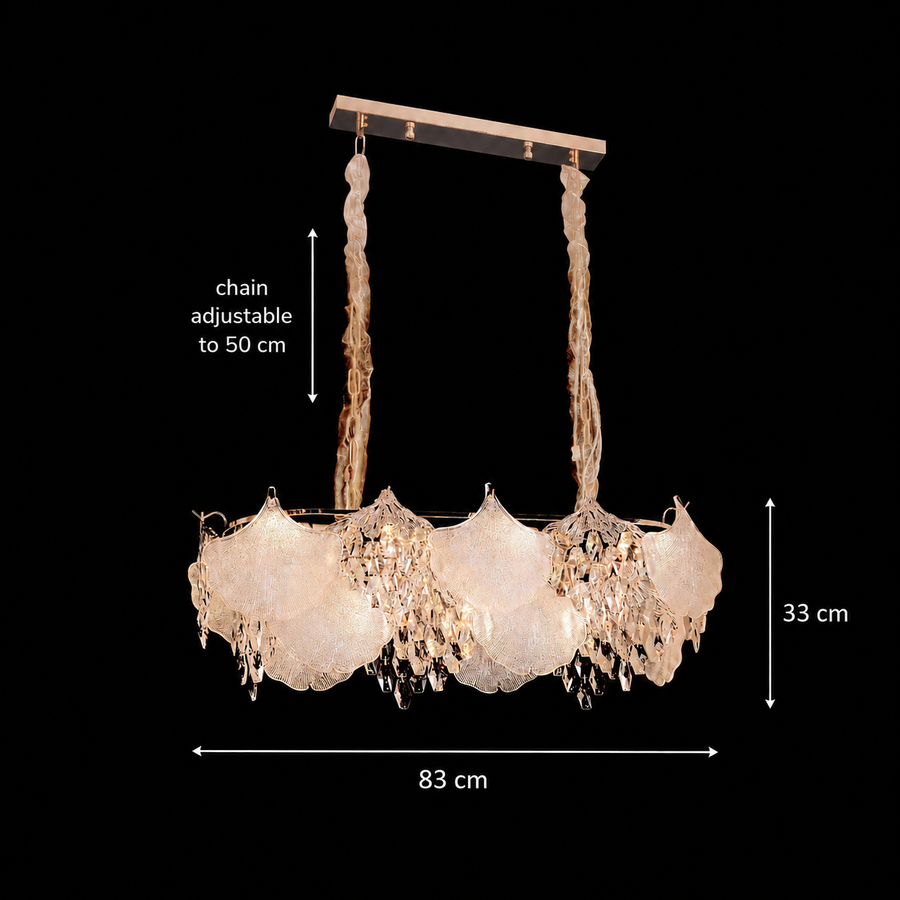Crystal Chandelier LUXE Supremo, 11xE14, Διαστάσεις 83x33 cm, Ύψος 28cm, Γυαλιστερό χρυσό, Ρυθμιζόμενο ύψος, Κομψή σχεδίαση Crystal Chandeliers Προεπιλεγμένος τίτλος Alessandro Design