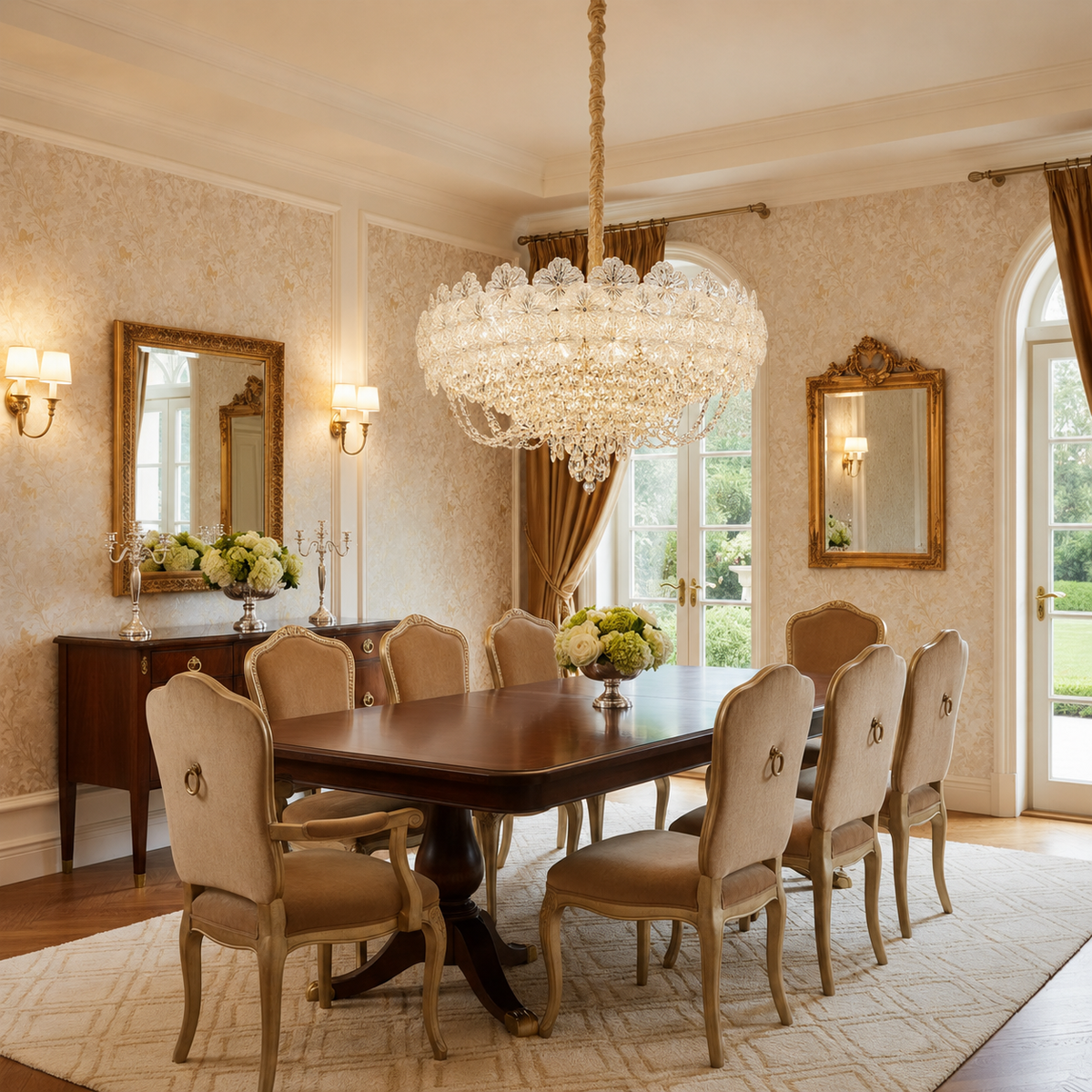 Crystal Chandelier CROWN Elegance 9xE14, Διάμετρος 50cm, Ύψος 41cm, Γυαλιστερό χρυσό, Ρυθμιζόμενο ύψος, Κομψή σχεδίαση Crystal Chandelier Προεπιλεγμένος τίτλος Alessandro Design