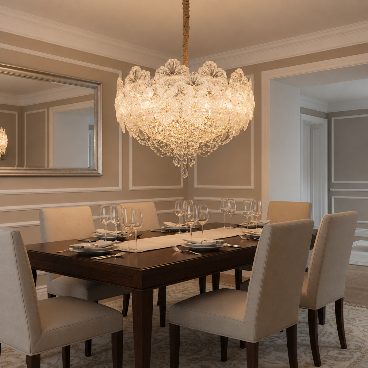 Crystal Chandelier CROWN Regalis 21xE14, Διάμετρος 80cm, Ύψος 45cm, Γυαλιστερό χρυσό, Ρυθμιζόμενο ύψος, Κομψή σχεδίαση Crystal Chandelier Προεπιλεγμένος τίτλος Alessandro Design
