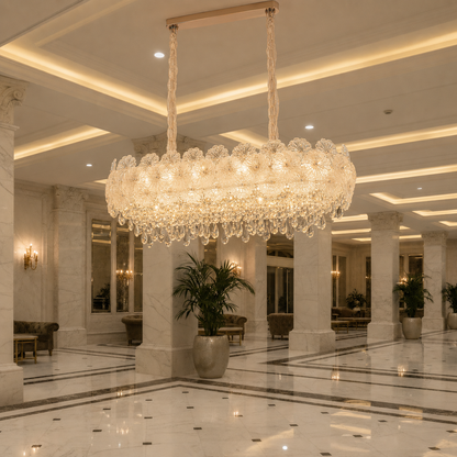 Crystal Chandelier CROWN Supremo 11xE14, Μέγεθος 80x30 cm, Ύψος 33 cm, Γυαλιστερό χρυσό, Ρυθμιζόμενο ύψος, Κομψή σχεδίαση Crystal Chandelier Προεπιλεγμένος τίτλος Alessandro Design