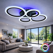 Πολυέλαιος LED με τηλεχειριστήριο BETTY 41W, 4 κύκλοι, κρύο/θερμ/ουδέτερο/RGB φως, ρυθμιζόμενο, μαύροι πολυέλαιοι LED με τηλεχειριστήριο Προεπιλεγμένος τίτλος Alessandro Design