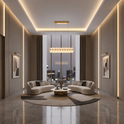 MAYON Supremo Crystal Chandelier, 100x16cm, 3000K/4000K/6000K, 180W, Metal and Acrylic, Gold
