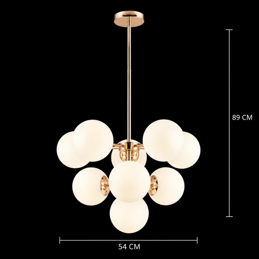 Πολυέλαιος ORBS Magno, 54cm, 9xE27, Σφαίρες, Χρυσός