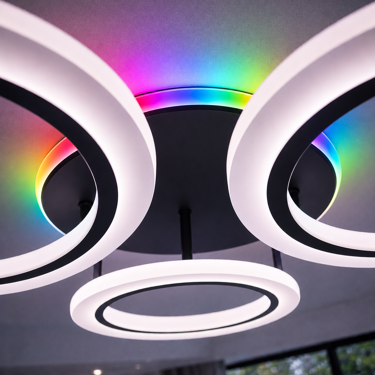 Πολυέλαιος LED με τηλεχειριστήριο BETTY 41W, 4 κύκλοι, κρύο/θερμ/ουδέτερο/RGB φως, ρυθμιζόμενο, μαύροι πολυέλαιοι LED με τηλεχειριστήριο Προεπιλεγμένος τίτλος Alessandro Design