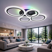 Πολυέλαιος LED με τηλεχειριστήριο BETTY 41W, 4 κύκλοι, κρύο/θερμ/ουδέτερο/RGB φως, ρυθμιζόμενο, μαύροι πολυέλαιοι LED με τηλεχειριστήριο Προεπιλεγμένος τίτλος Alessandro Design