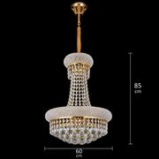 Πολυέλαιος NUVOLA Magno Crystal, 15xE14, D60 cm, Χρυσός, Ρυθμιζόμενο ύψος, Μέταλλο και Κρύσταλλο