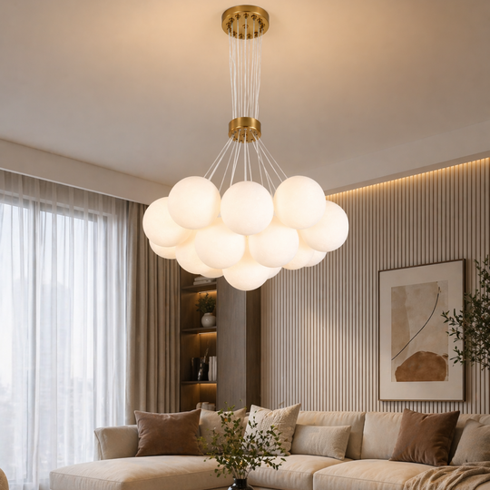 MODERN LOFT Chandelier Bagliore, Globe, 7xE27, Ρυθμιζόμενο ύψος, Gold Modern Chandeliers Προεπιλεγμένος τίτλος Alessandro Design
