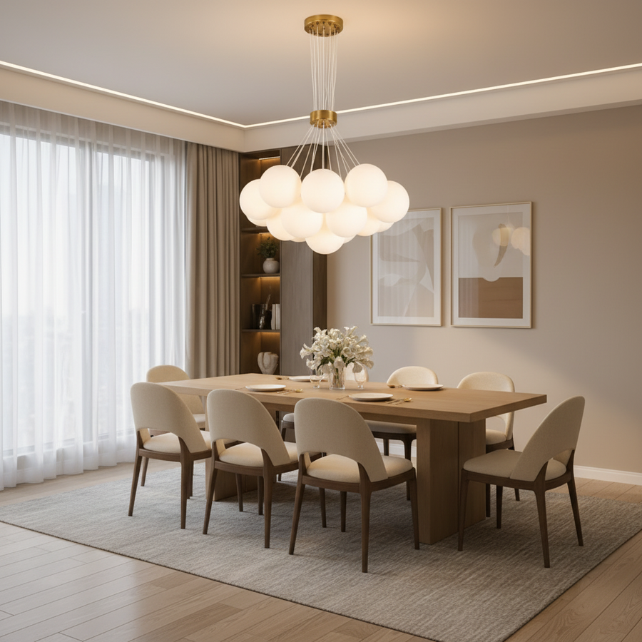 MODERN LOFT Chandelier Bagliore, Globe, 7xE27, Ρυθμιζόμενο ύψος, Gold Modern Chandeliers Προεπιλεγμένος τίτλος Alessandro Design