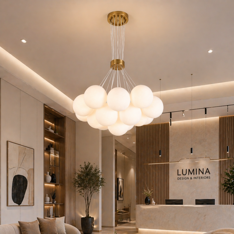 MODERN LOFT Chandelier Bagliore, Globe, 7xE27, Ρυθμιζόμενο ύψος, Gold Modern Chandeliers Προεπιλεγμένος τίτλος Alessandro Design