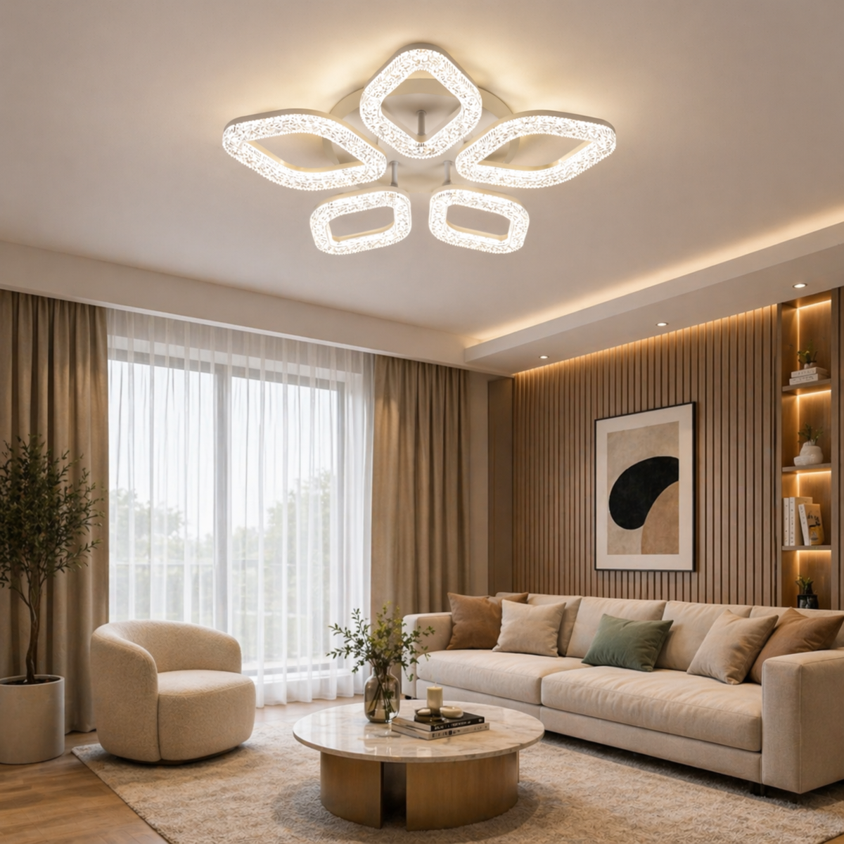 Πολυέλαιος LED με Τηλεχειριστήριο, 67W, Κρύο/Ζεστό/Ουδέτερο φως, Ρυθμιζόμενο, Χρυσό Πολυέλαιοι LED με Τηλεχειριστήριο Προεπιλεγμένος τίτλος Alessandro Design