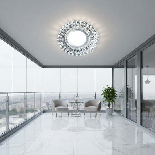 LED Spot ORBITA, 5W, Στρογγυλό, Cold Light + RGB, Λευκό, Ρητίνη και Γυαλί
