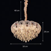 Crystal Chandelier DONNO Eleganza, 9xE14, Ρυθμιζόμενο ύψος, Μεταλλικό και Κρυστάλλινο, Χρυσό