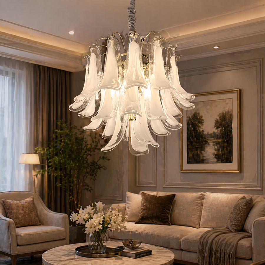 Crystal Chandelier MURANO Eleganza 4xE14, D50 cm, Λευκό, Ρυθμιζόμενο ύψος, Μεταλλικοί και Κρυστάλλινοι Πολυέλαιοι Προεπιλεγμένος τίτλος Alessandro Design