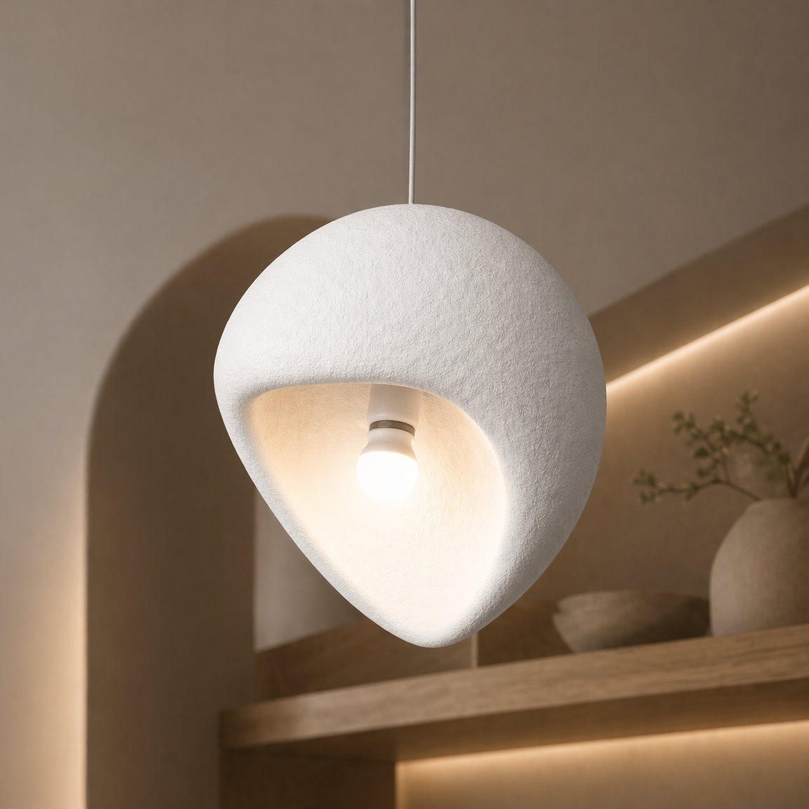 AERA Modern Chandelier, 30 cm, Suspended, 1 X E27, White, Metal and Foam, Ρυθμιζόμενο ύψος Modern Chandeliers Προεπιλεγμένος τίτλος Alessandro Design