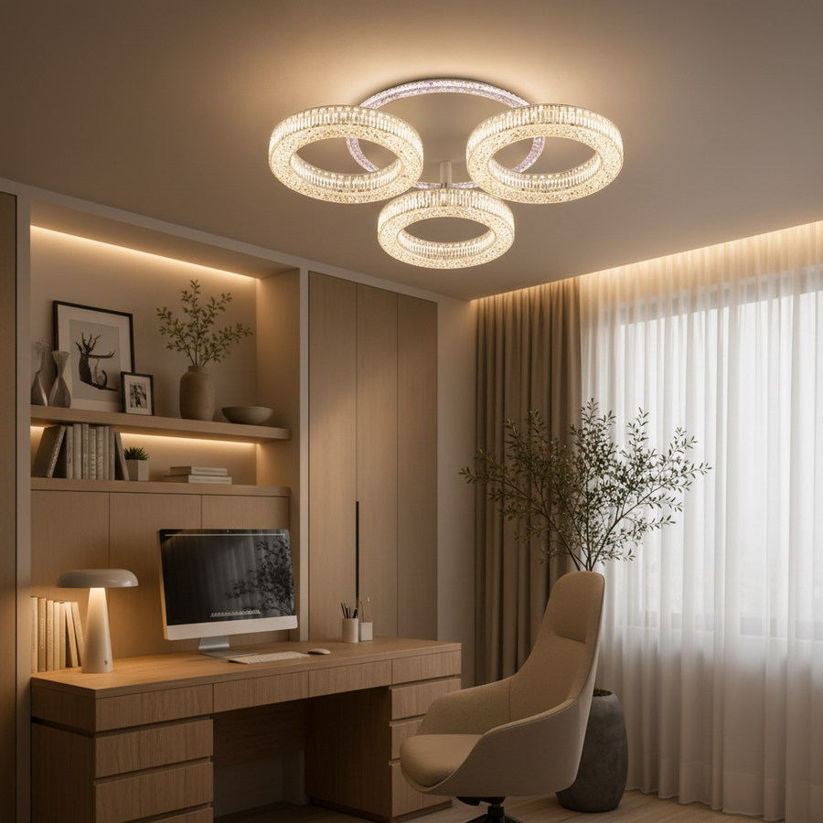 Πολυέλαιος LED RONDA Nobile με τηλεχειριστήριο 46W, 3 κύκλοι, κρύο/θερμό/ουδέτερο φως, ρυθμιζόμενο, λευκός πολυέλαιος LED με τηλεχειριστήριο Προεπιλεγμένος τίτλος Alessandro Design