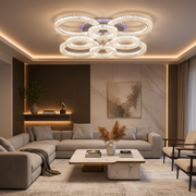 Πολυέλαιος LED RONDA Regalis με τηλεχειριστήριο 141W, 8 κύκλοι, κρύο/θερμ/ουδέτερο φως, ρυθμιζόμενο, λευκοί πολυέλαιοι LED με τηλεχειριστήριο Προεπιλεγμένος τίτλος Alessandro Design