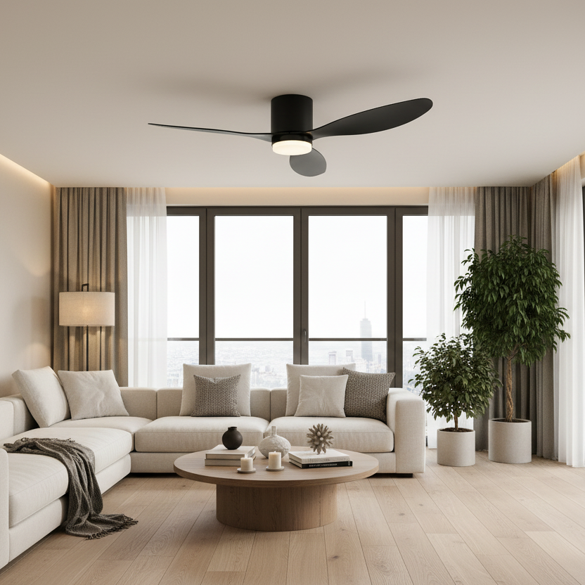 Πολυέλαιος VENTIS Fan LED με Τηλεχειριστήριο, 21 W, D80cm, Κρύο/Ουδέτερο/Ζεστό φως, Μαύρο