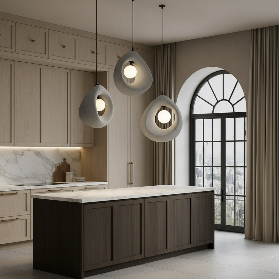 FOAMER Modern Chandelier, 35 cm, Suspended, 1 X E27, Grey, Metal and Foam, Adjustable Height Modern Chandeliers Προεπιλεγμένος τίτλος Alessandro Design