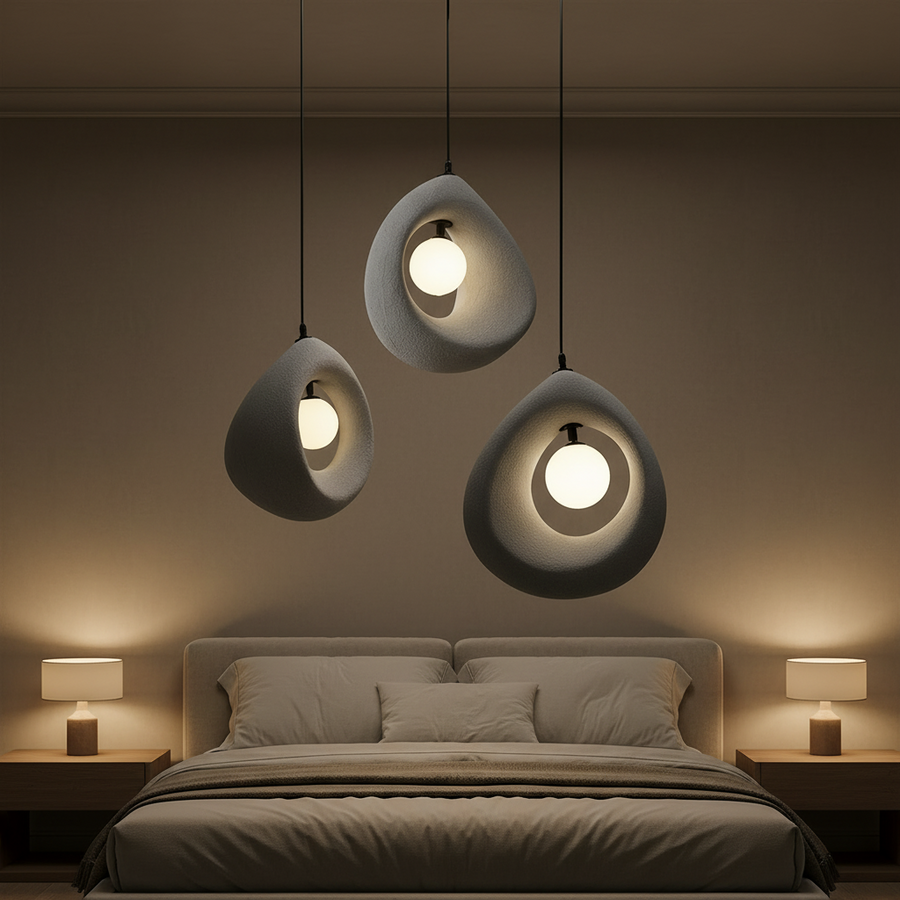 FOAMER Modern Chandelier, 35 cm, Suspended, 1 X E27, Grey, Metal and Foam, Adjustable Height Modern Chandeliers Προεπιλεγμένος τίτλος Alessandro Design