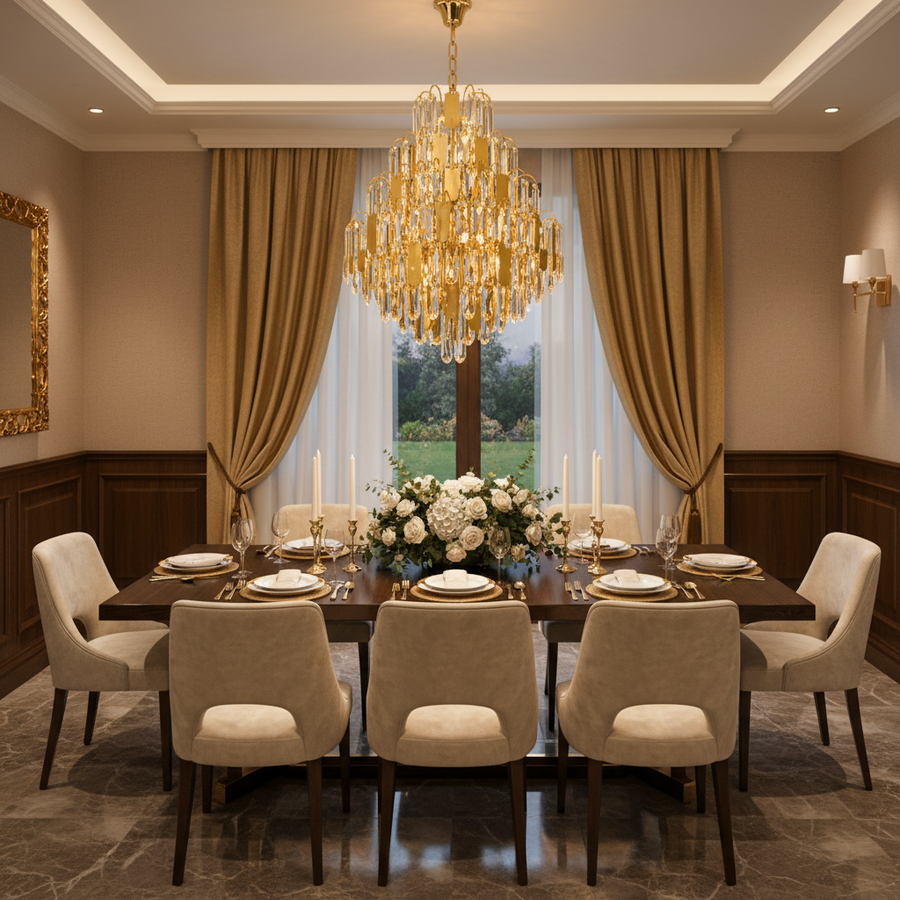 Crystal Chandelier TIER Eleganza 10xE14, D50 cm, Χρυσό, Ρυθμιζόμενο Ύψος, Metal and Crystal Crystal Chandeliers Προεπιλεγμένος τίτλος Alessandro Design