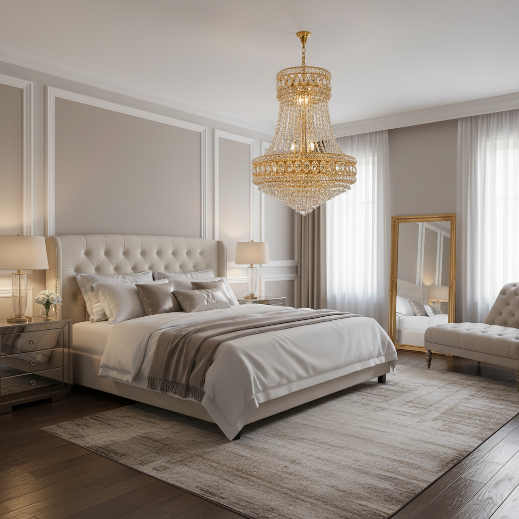 Crystal Chandelier EMPIRE Nobile 6xE14, D40 cm, Χρυσό, Ρυθμιζόμενο ύψος, Metal and Crystal Crystal Chandeliers Προεπιλεγμένος τίτλος Alessandro Design