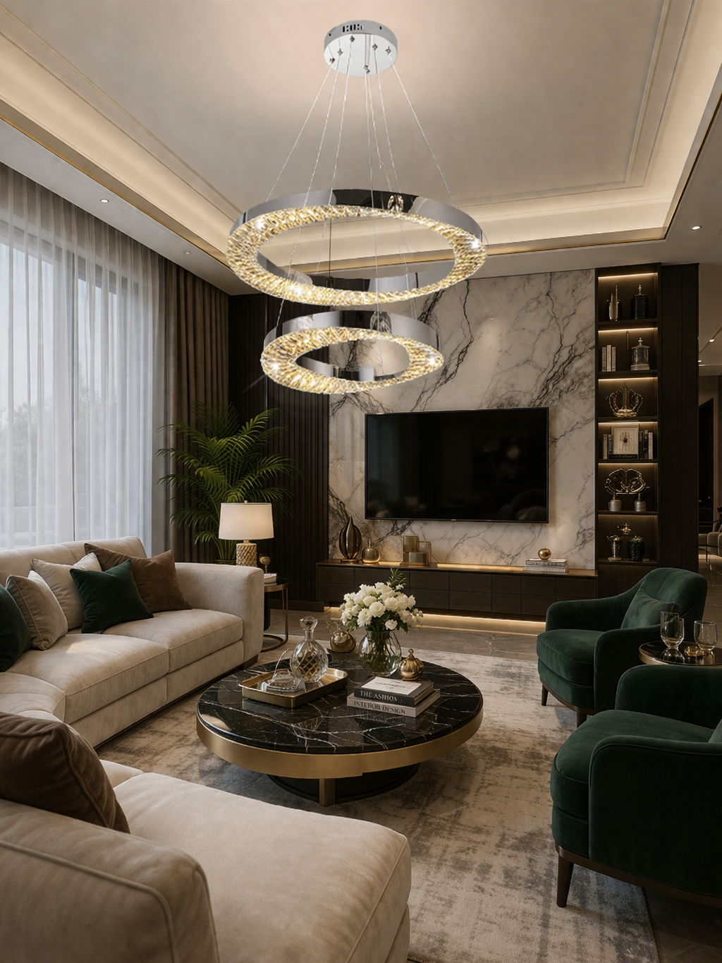 Πολυέλαιος LED με Τηλεχειριστήριο, 196W, HALO Magno, Διάμετρος 40+60 cm, Ύψος 120 cm, IP20, Κρύο/Ουδέτερο/Θερμό φως, Ρυθμιζόμενο, Χρώμιο, Κρύσταλλο, Μεταλλικός πολυέλαιος LED με τηλεχειριστήριο Προεπιλεγμένος τίτλος Alessandro Design