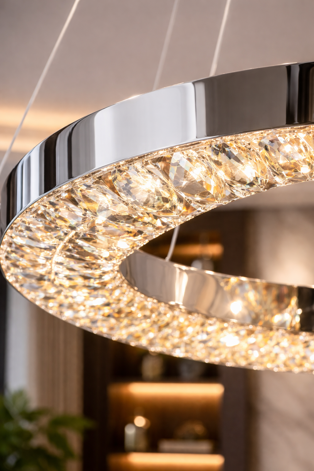 Πολυέλαιος LED με Τηλεχειριστήριο, 196W, HALO Magno, Διάμετρος 40+60 cm, Ύψος 120 cm, IP20, Κρύο/Ουδέτερο/Θερμό φως, Ρυθμιζόμενο, Χρώμιο, Κρύσταλλο, Μεταλλικός πολυέλαιος LED με τηλεχειριστήριο Προεπιλεγμένος τίτλος Alessandro Design