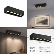 Εφαρμοσμένο πλέγμα γραμμικού προβολέα LED 8W, ουδέτερο φως 4000K, 5 πηγές, 14 x 3,5 x 6,5 cm φώτα οροφής LED Προεπιλεγμένος τίτλος Alessandro Design