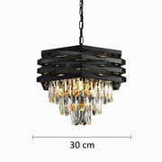 HEXA Crystal Chandelier Ø30cm 3xE14 Μαύρο Ρυθμιζόμενο Ύψος Crystal Chandeliers Προεπιλεγμένος τίτλος Alessandro Design