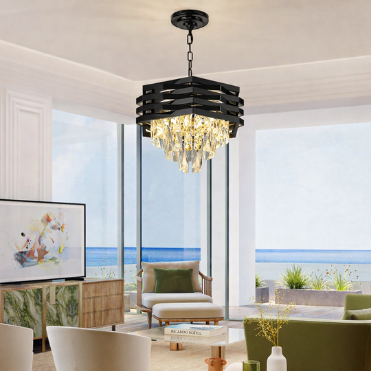 HEXA Crystal Chandelier Ø30cm 3xE14 Μαύρο Ρυθμιζόμενο Ύψος Crystal Chandeliers Προεπιλεγμένος τίτλος Alessandro Design