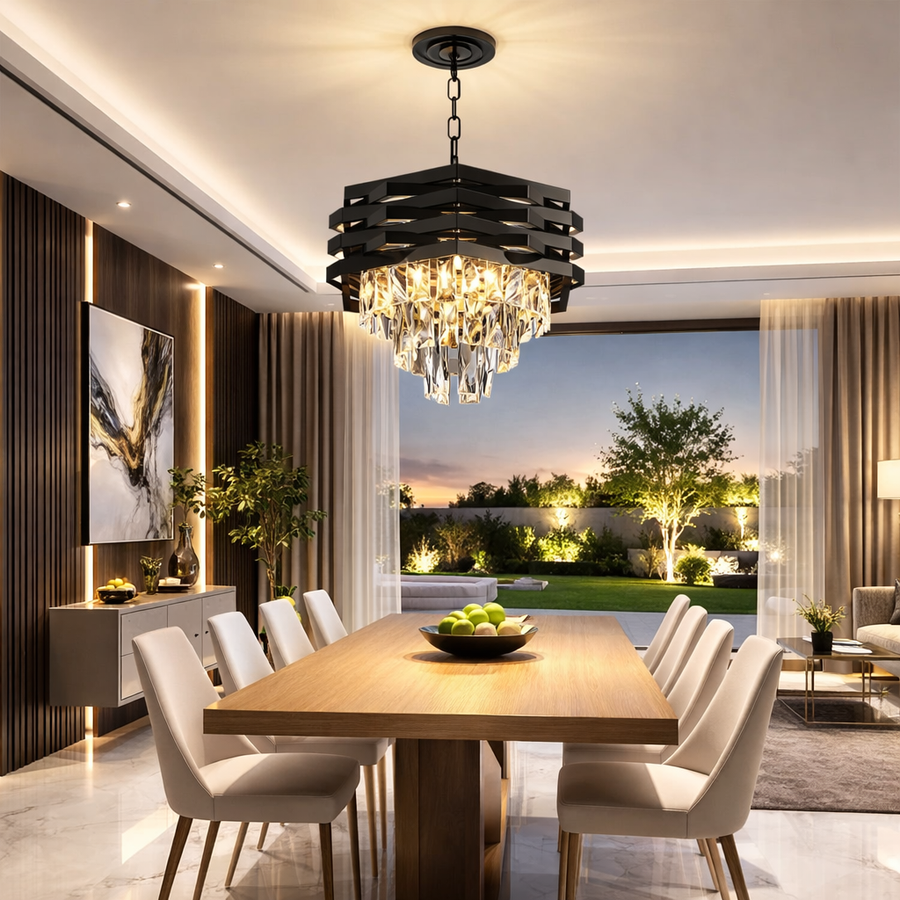 HEXA Crystal Chandelier Ø30cm 3xE14 Μαύρο Ρυθμιζόμενο Ύψος Crystal Chandeliers Προεπιλεγμένος τίτλος Alessandro Design