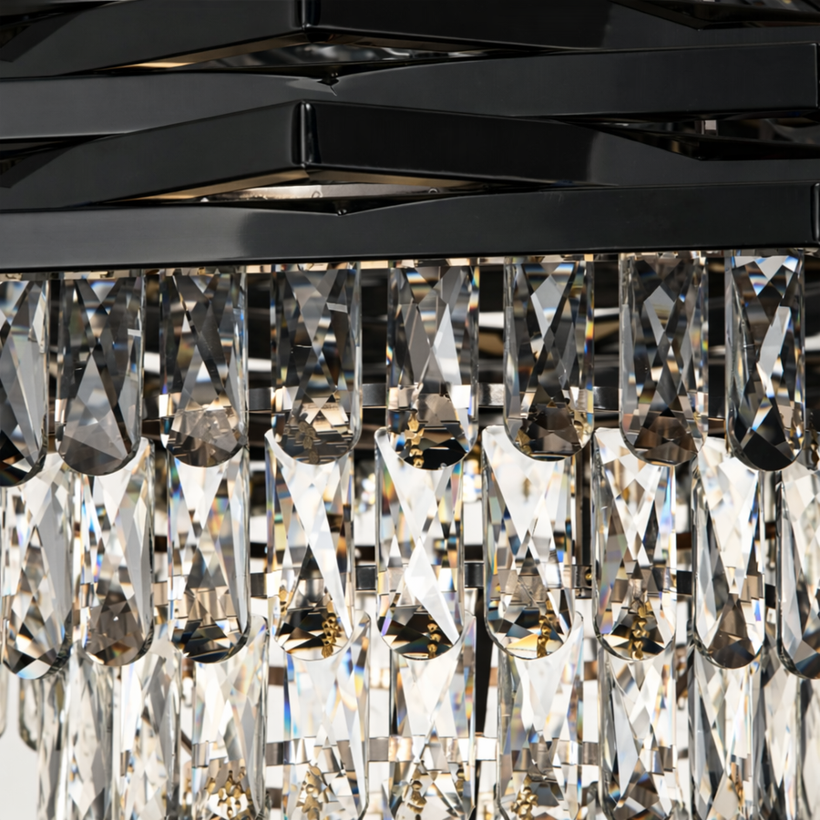 HEXA Crystal Chandelier Ø30cm 3xE14 Μαύρο Ρυθμιζόμενο Ύψος Crystal Chandeliers Προεπιλεγμένος τίτλος Alessandro Design