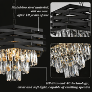 HEXA Crystal Chandelier Ø30cm 3xE14 Μαύρο Ρυθμιζόμενο Ύψος Crystal Chandeliers Προεπιλεγμένος τίτλος Alessandro Design