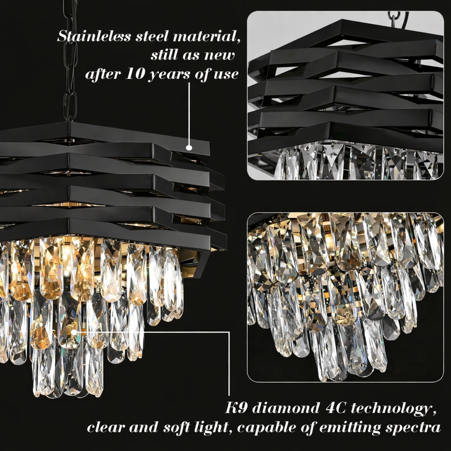 HEXA Crystal Chandelier Ø30cm 3xE14 Μαύρο Ρυθμιζόμενο Ύψος Crystal Chandeliers Προεπιλεγμένος τίτλος Alessandro Design