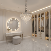 Πολυέλαιος RIGO Cristal LED με τηλεχειριστήριο Petito Διάμετρος 30cm, γυαλιστερό χρώμιο, ρυθμιζόμενο ύψος, μέταλλο και κρύσταλλο