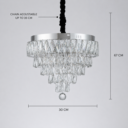 Πολυέλαιος RIGO Cristal LED με τηλεχειριστήριο Petito Διάμετρος 30cm, γυαλιστερό χρώμιο, ρυθμιζόμενο ύψος, μέταλλο και κρύσταλλο