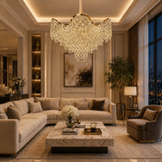 Crystal Chandelier VELOURA Eleganza 9xE14, D50 cm, Χρυσό, Ρυθμιζόμενο ύψος, Μεταλλικοί και Κρυστάλλινοι Πολυέλαιοι Προεπιλεγμένος Τίτλος Alessandro Design