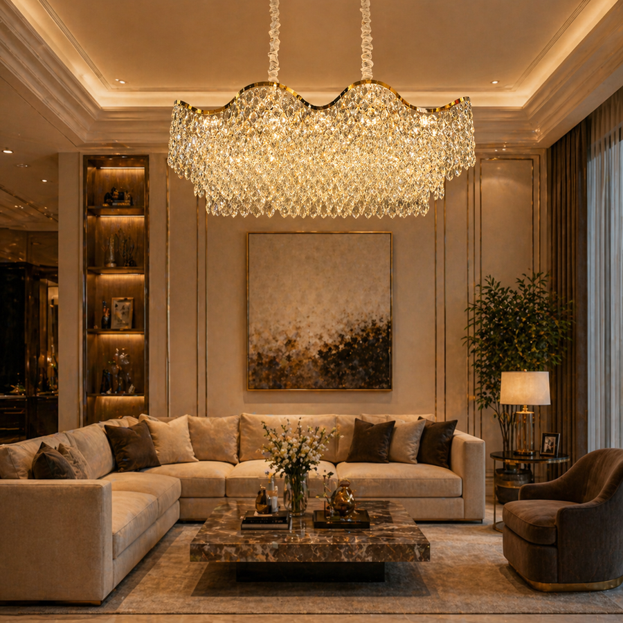 Crystal Chandelier 16xE14 VELOURA Supremo Reale, 120x35 cm, Χρυσό, Ρυθμιζόμενο ύψος, Μεταλλικοί και Κρυστάλλινοι Πολυέλαιοι Κρυστάλλινοι Προεπιλεγμένος τίτλος Alessandro Design