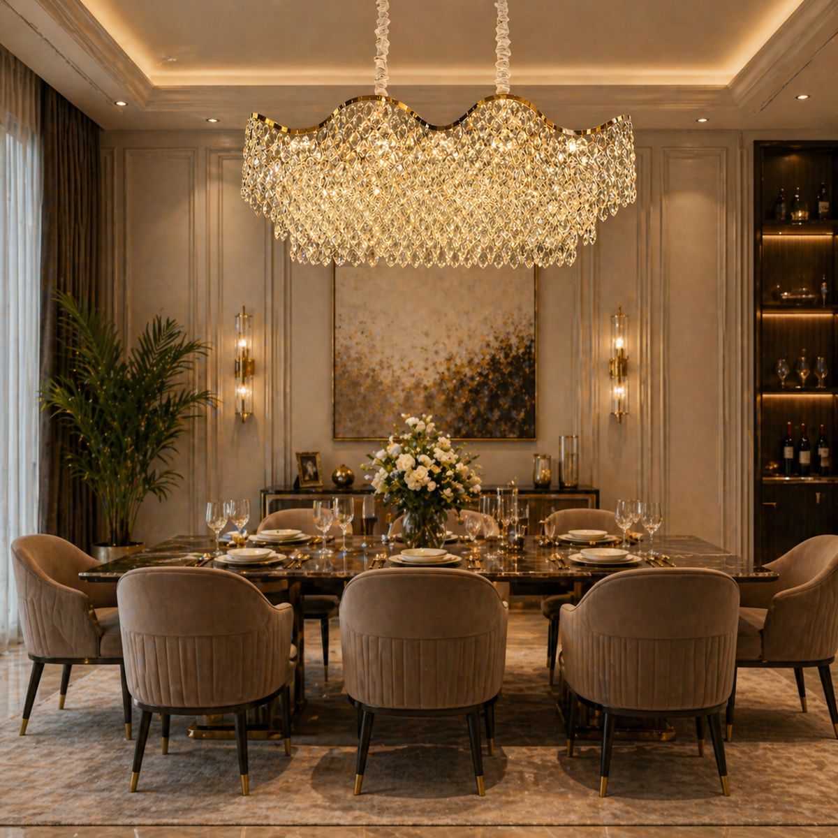 Crystal Chandelier 16xE14 VELOURA Supremo Reale, 120x35 cm, Χρυσό, Ρυθμιζόμενο ύψος, Μεταλλικοί και Κρυστάλλινοι Πολυέλαιοι Κρυστάλλινοι Προεπιλεγμένος τίτλος Alessandro Design