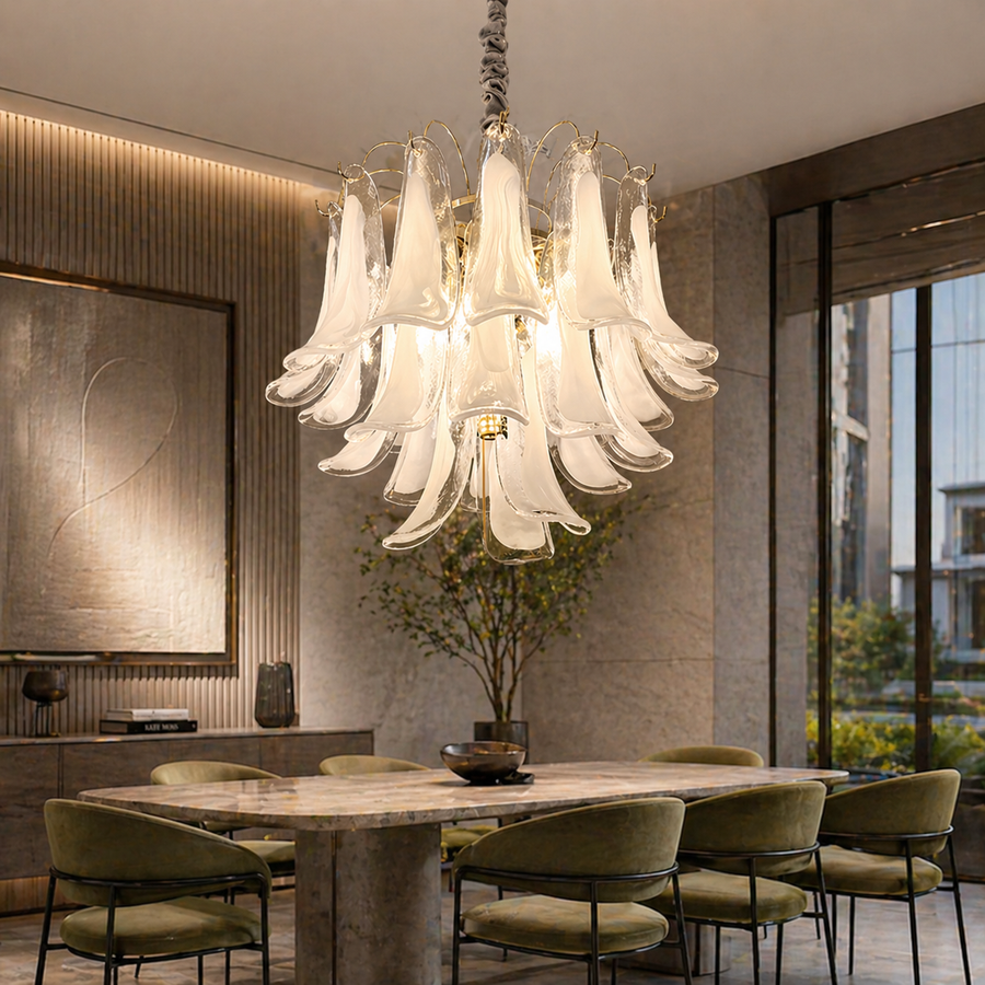 Crystal Chandelier MURANO Magno 7xE14, D60 cm, Λευκό, Ρυθμιζόμενο ύψος, Μεταλλικοί και Κρυστάλλινοι Πολυέλαιοι Προεπιλεγμένος τίτλος Alessandro Design