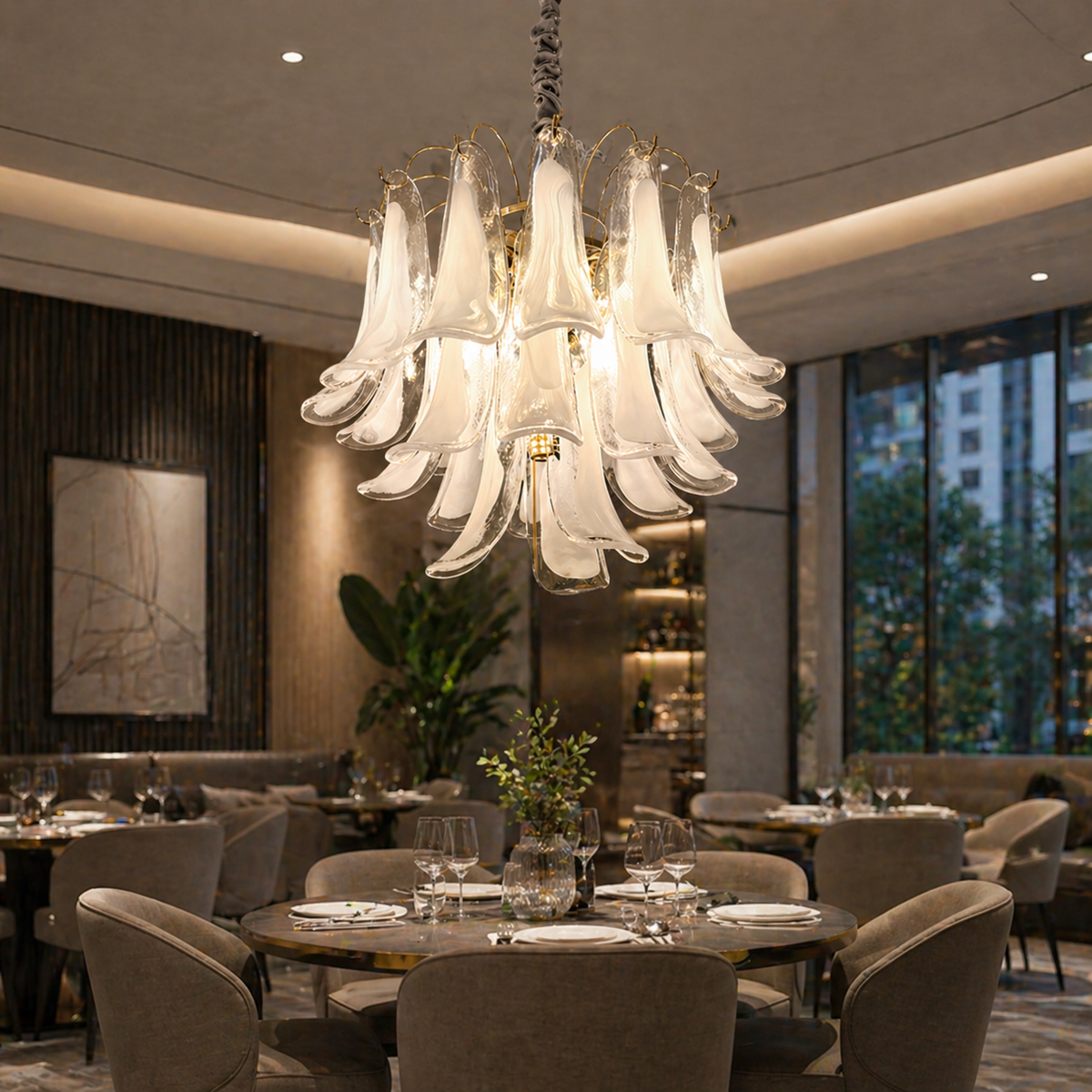 Crystal Chandelier MURANO Eleganza 4xE14, D50 cm, Λευκό, Ρυθμιζόμενο ύψος, Μεταλλικοί και Κρυστάλλινοι Πολυέλαιοι Προεπιλεγμένος τίτλος Alessandro Design