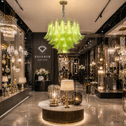 Crystal Chandelier MURANO Magno 7xE14, D60 cm, Πράσινο, Ρυθμιζόμενο ύψος, Μεταλλικοί και Κρυστάλλινοι Πολυέλαιοι Προεπιλεγμένος τίτλος Alessandro Design