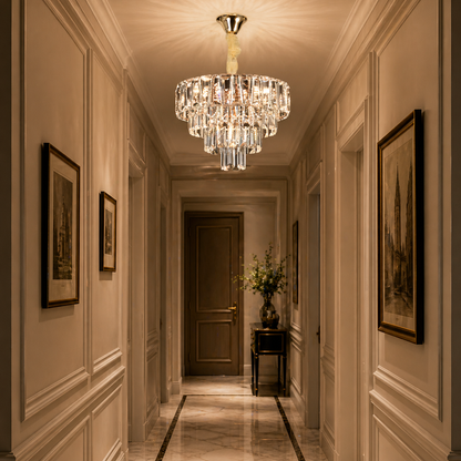 Crystal Chandelier VALMONT Nobile 6xE14, D40 cm, Χρυσό, Ρυθμιζόμενο ύψος, Μεταλλικοί και Κρυστάλλινοι Πολυέλαιοι Προεπιλεγμένος τίτλος Alessandro Design