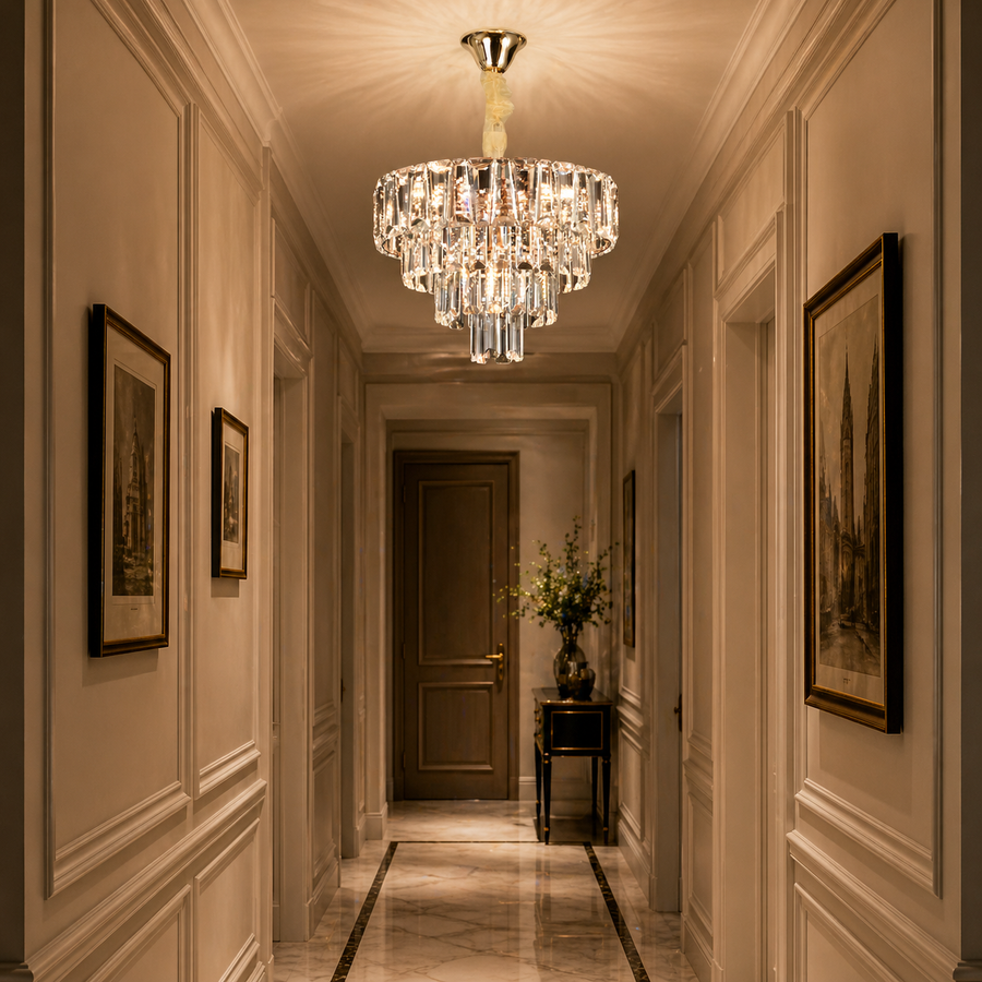Crystal Chandelier VALMONT Nobile 6xE14, D40 cm, Χρυσό, Ρυθμιζόμενο ύψος, Μεταλλικοί και Κρυστάλλινοι Πολυέλαιοι Προεπιλεγμένος τίτλος Alessandro Design